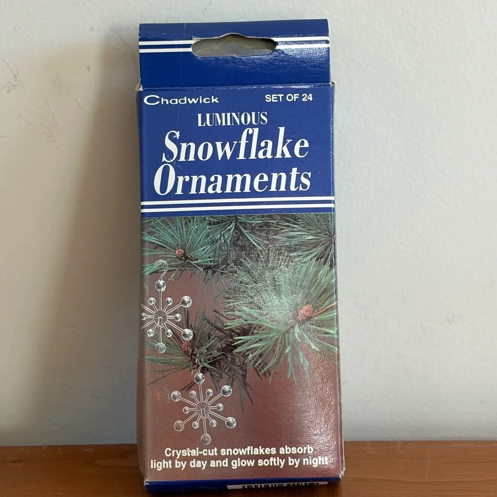 Vintage Chadwick Snowflake Ornaments Set of 24 Glow in the Dark Christmas